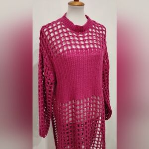 WINDOWPANE LONG SWEATER